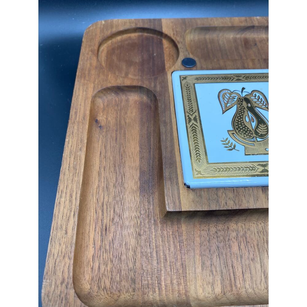 Vintage Georges Briard Teak Charcuterie Platter Signed Briard 60s Danish Modern - Picture 6 of 10